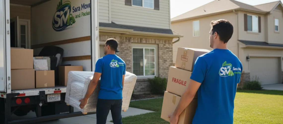 Movers loading furniture for a house shifting